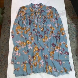 Free People So Fine printed smocked top Size XS